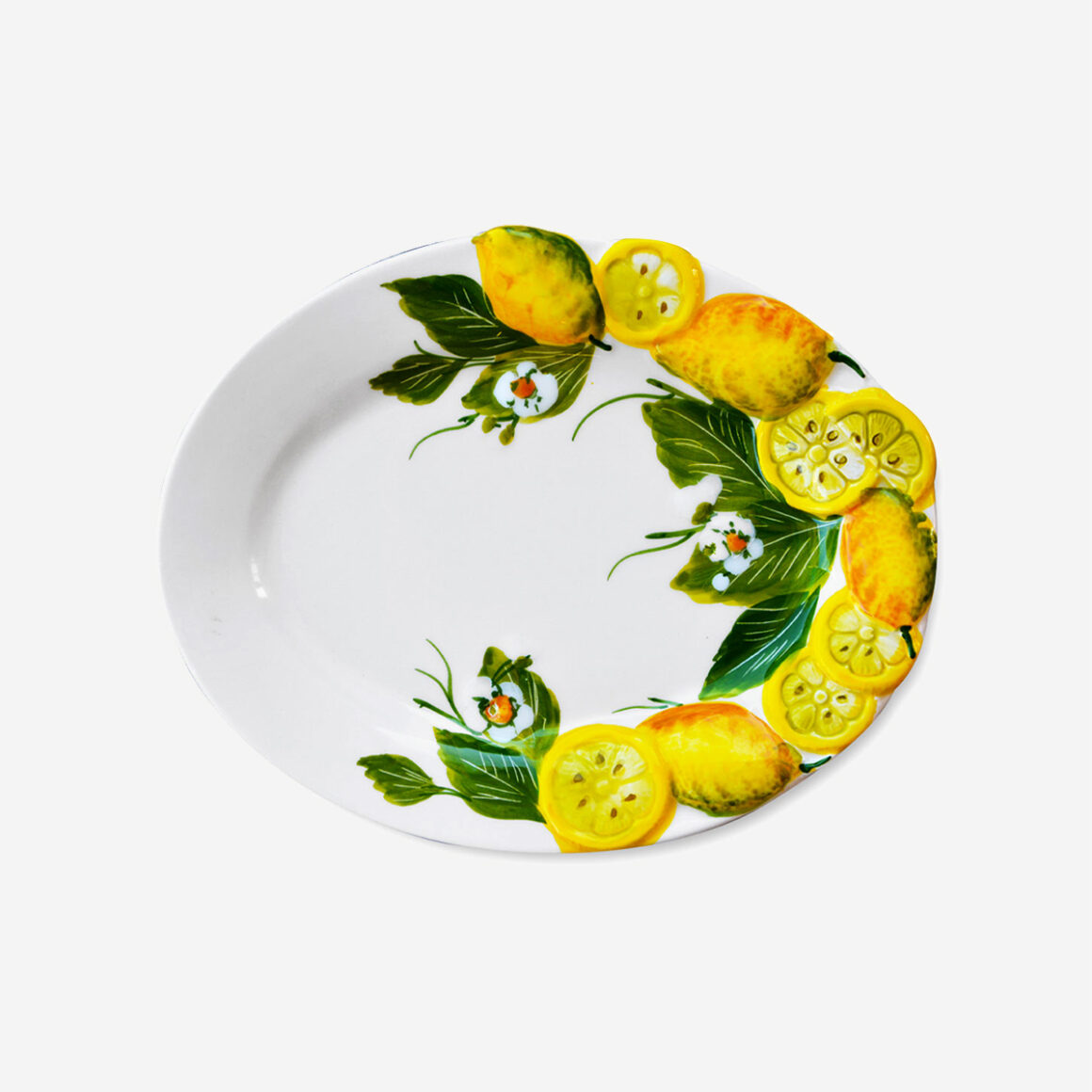 Edelweiss Italy Limone E Fiori Beyaz Seramik Servis Tabağı EW368R
