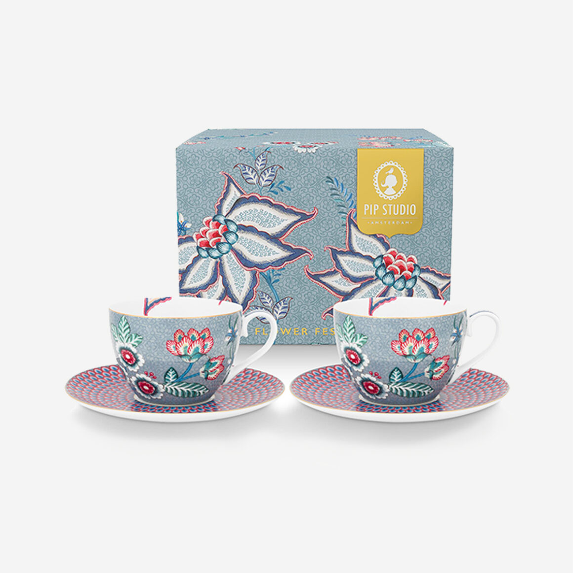 Pip Studio Flower Festival Mavi Porselen Çay Fincan Seti 51004139